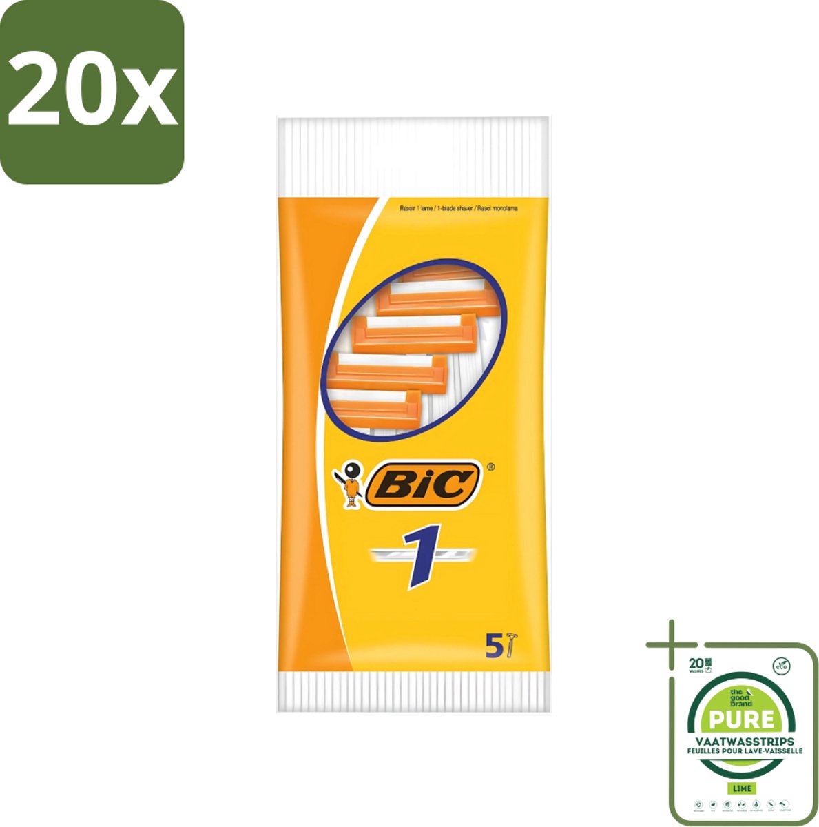 20 x Bic - Scheermesjes - Enkel Mesje - Wegwerpmesjes - 5 Scheermesjes - Grootverpakking - Scheermesje - Wegwerpscheermesje - Enkel Mesje - Roestvrijstalen Mesje - Chroomcoating