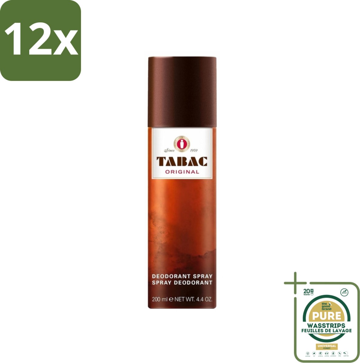 Tabac Original - Deodorant Spray - Anti-transpirant - 200 ml - Voordeelverpakking - 12 stuks - Deodorant spray - Zweetvermindering
