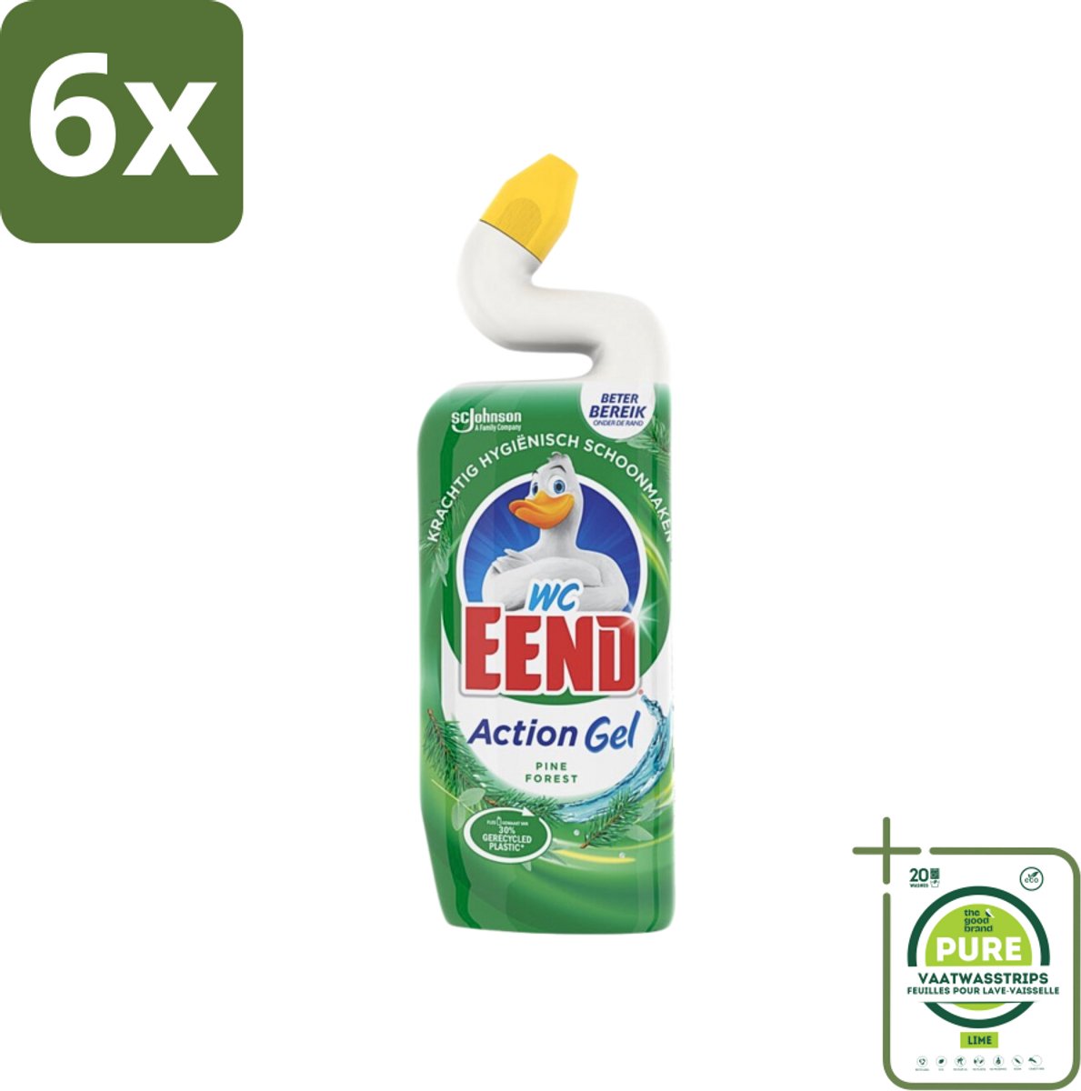 WC Eend Toiletreiniger Action Gel Pine Forest 750 ml - Voordeelverpakking - 6 stuks - Toiletreiniger - Reinigingsgel
