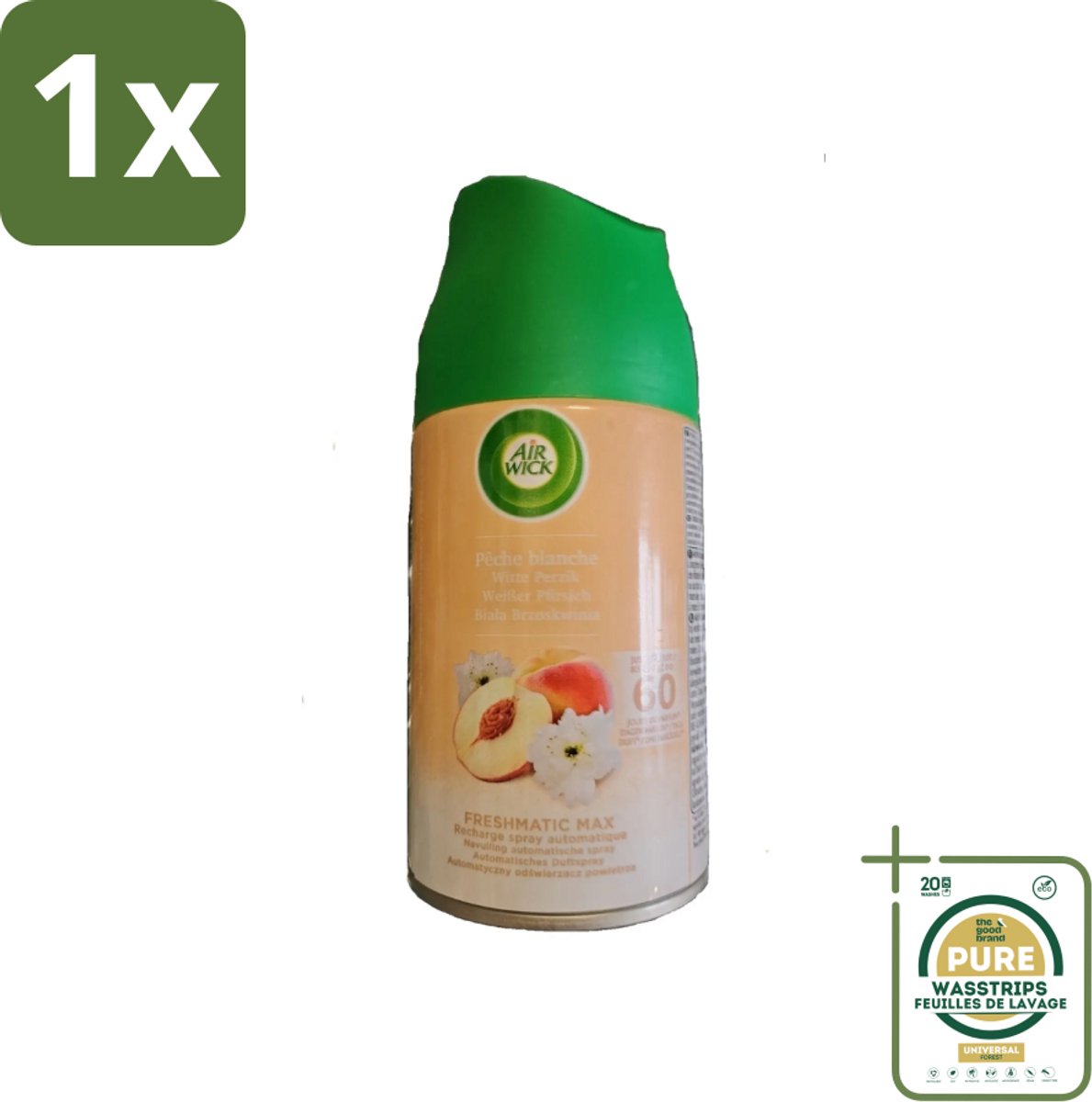 1 x Air Wick - Luchtverfrisser Navulling - Witte Perzik - Automatische Spray - 250 ml- Luchtverfrisser - Geurverspreiding - Witte Perzik - Automatische Spray - Geurintensiteit