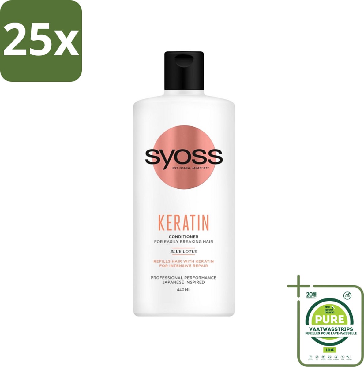 25 x Syoss Keratin Conditioner - Crèmespoeling - Keratine - 440 ml - Grootverpakking - Herstel Haar - Beschadigd Haar - Krachtig Haar - Droog Haar - Gezond Haar