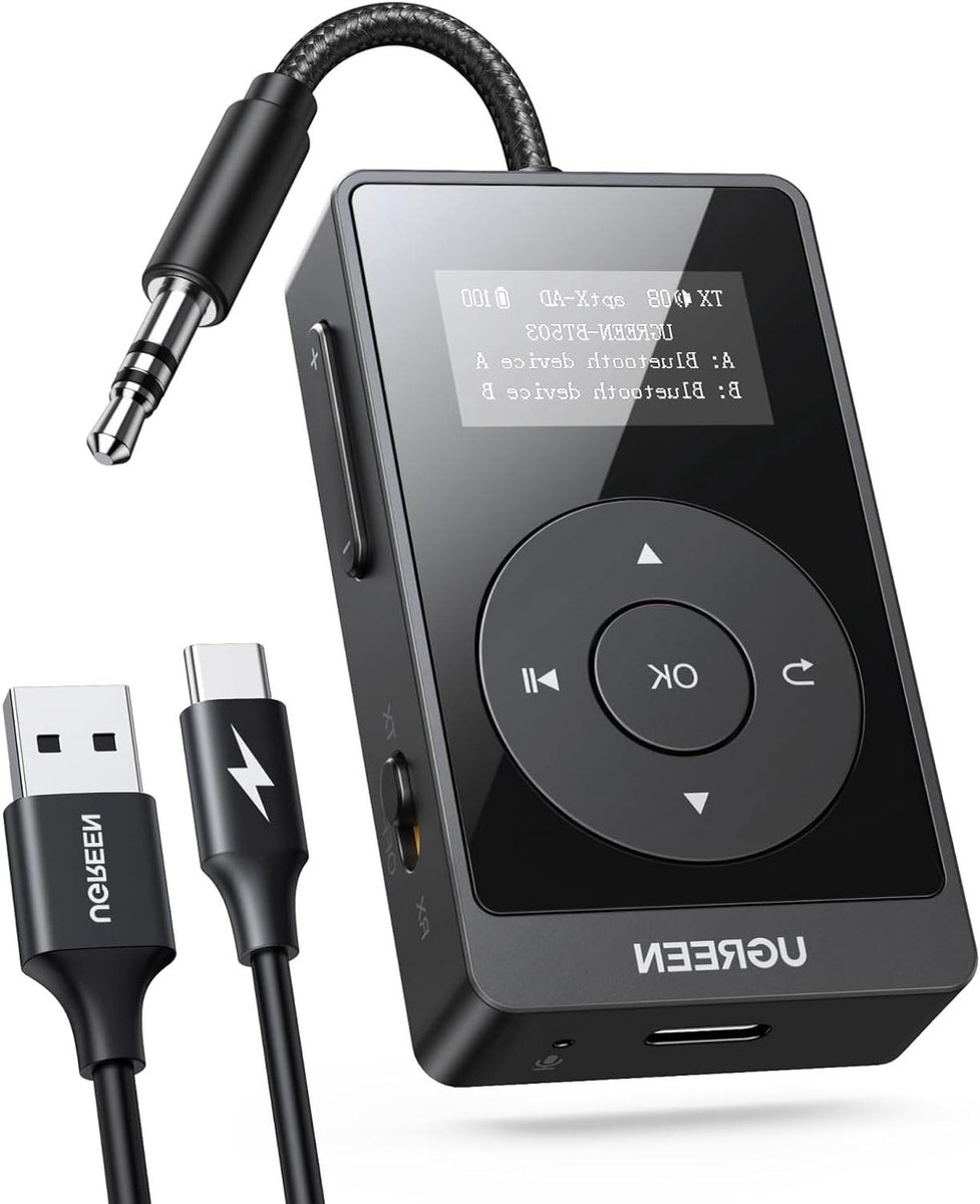 Bluetooth Zender Ontvanger - Draadloze Audio Adapter - Muziek Streamen - Lange Batterijduur - 32 Uur - Zwart