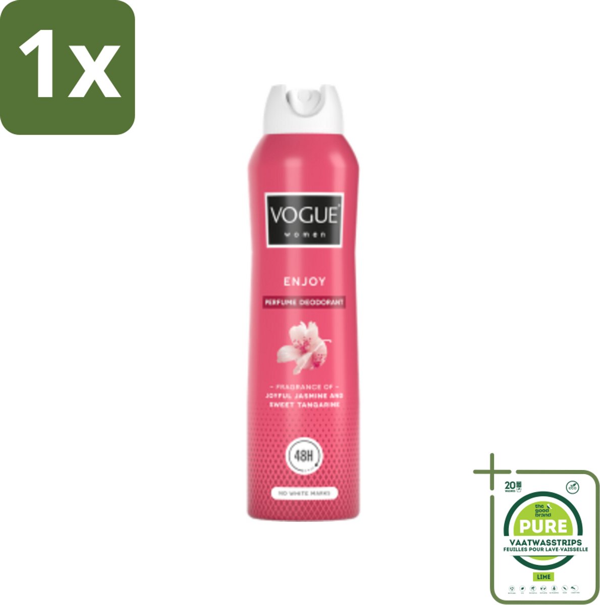 1 x Vogue Enjoy Parfum Deodorant 150 ml - Parfum En Deodorant - Deodorant Spray - 24 Uur Bescherming - Geur Van Mandarijn - Geur Van Jasmijn