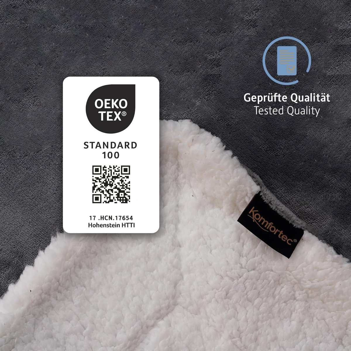 Komfortec Knuffeldeken 150 x 200 cm, Oeko-Tex-gecertificeerde pluizige fleecedeken, warme Sherpa bankovertrek, dikke - ShopVlot