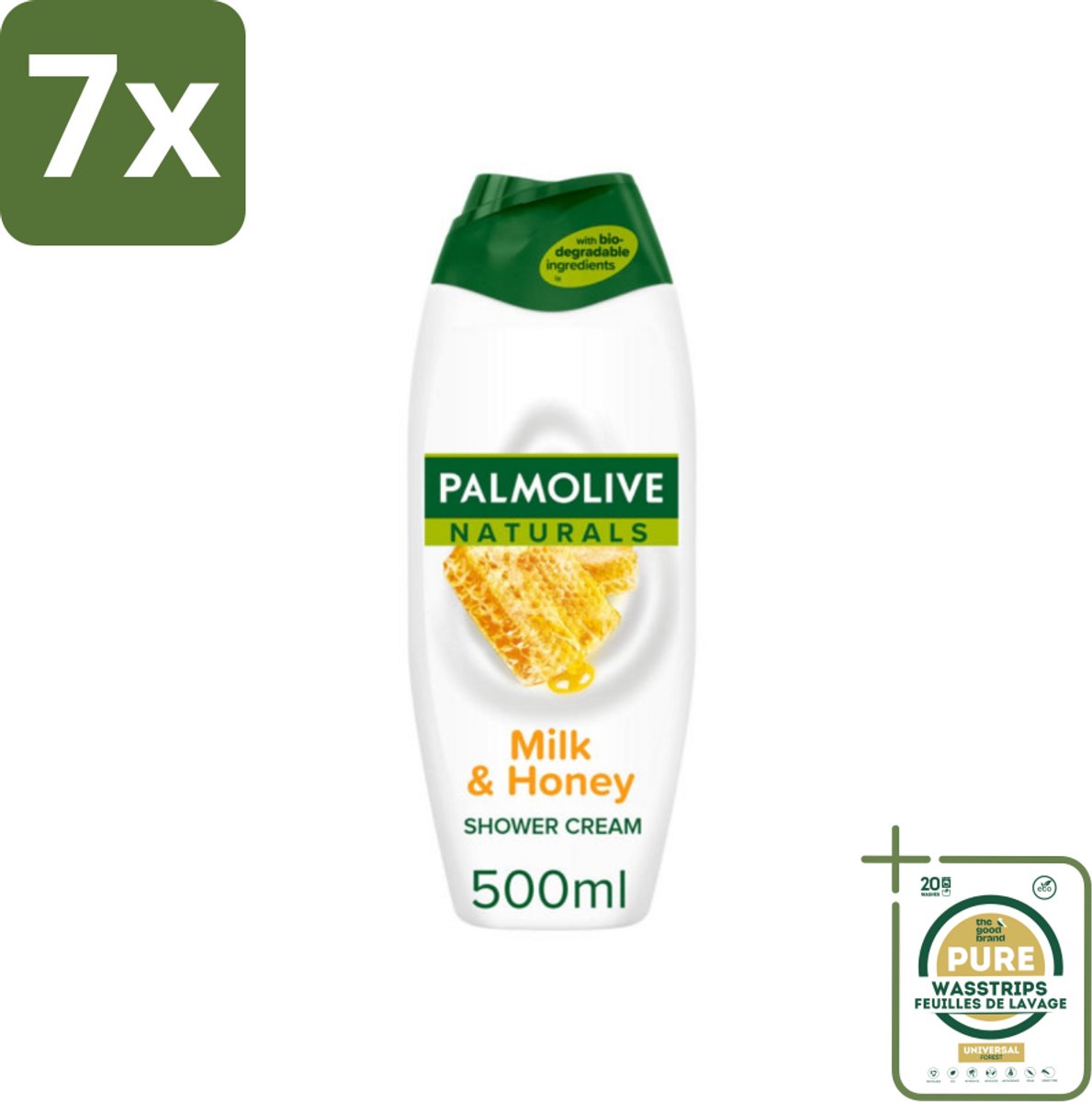 7 x Palmolive Naturals - Douchecrème - Melk & Honing - 500 ml - Grootverpakking - Douchecrème - Melk En Honing - Natuurlijke Douchegel - Hydraterende Douchegel - Huid Verzorging