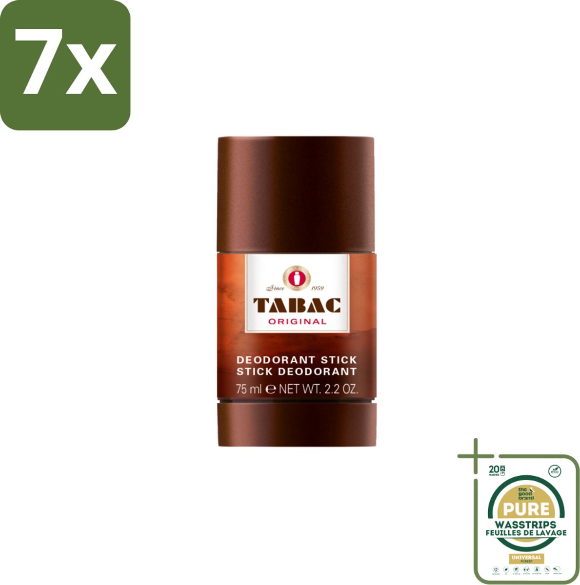 7 x Tabac Original Deodorant Stick 75 ml - Grootverpakking - Deodorant Stick - Mannelijke Geur - Langdurige Frisheid - Zweetbescherming - Pittige Geur