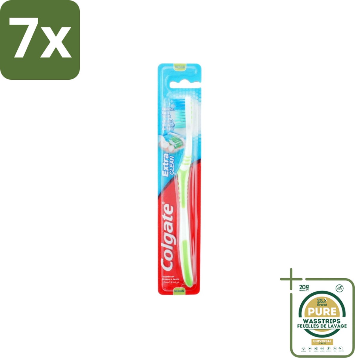 7 x Colgate - Tandenborstel - Extra Clean Medium - 1 Tandenborstel - Grootverpakking - Tandenborstel - Tandenpoetsen - Tandenborstel Extra Clean - Tandenborstel Medium - Tandenborstel Gebogen Kop