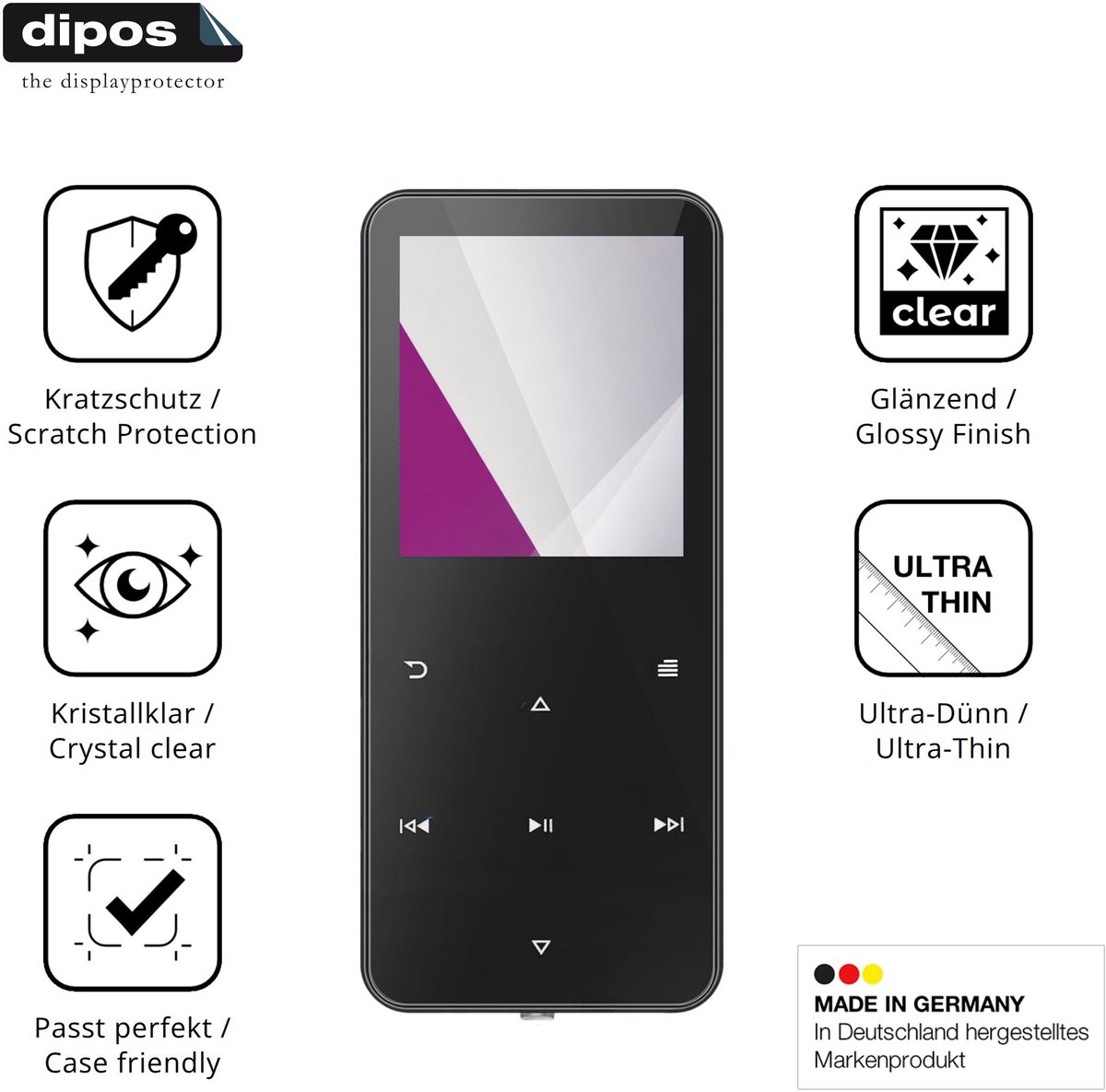 dipos – 4x Beschermfolie geschikt voor Skibiles CMP3-MYG01 | Krasbestendige & heldere Screenprotector Ultra-Thin