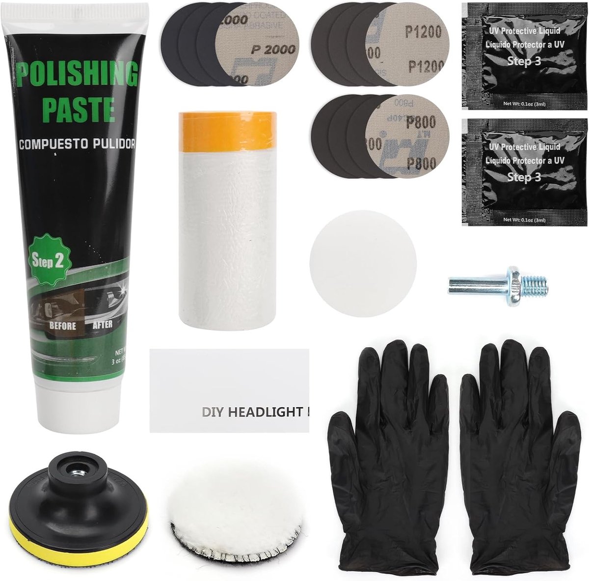 Koplamp Restauratie Kit - N.v.t. - N.v.t. - Schuurpasta en UV-bescherming - Voor Auto's en Voertuigen