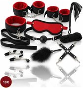 Toys Hub® Luxe BDSM Set voor Koppels - Bondage - Oogmasker – Zweep – Tepelklemmen - BDSM Extreme – Sex Toys Couples – Verstelbaar - Premium Opbergtas
