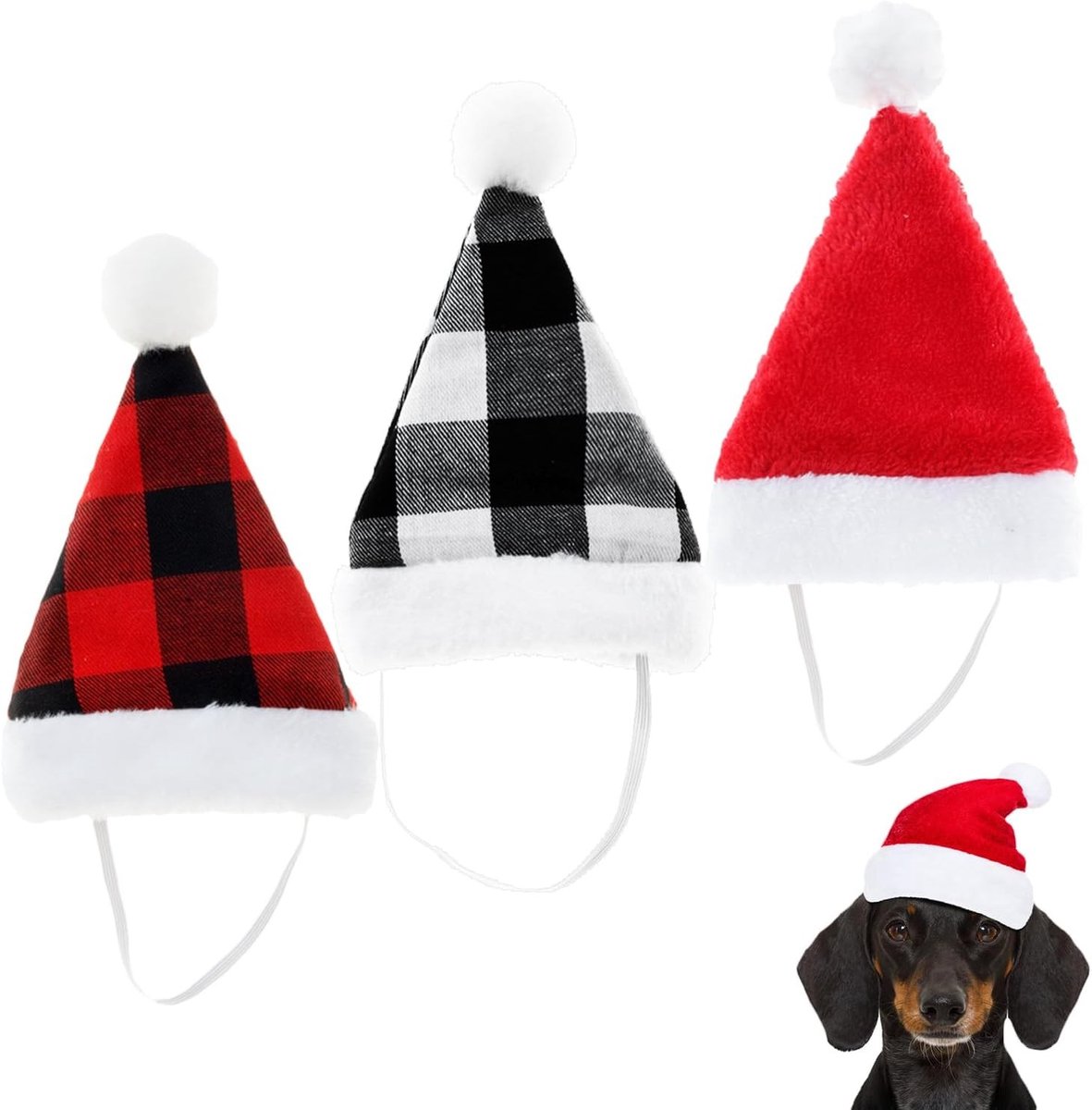 3-delige Kerstman Hoed voor Huisdieren - Verstelbare Kostuums voor Honden en Katten - Ideaal voor Kerstmis en Feestdagen
