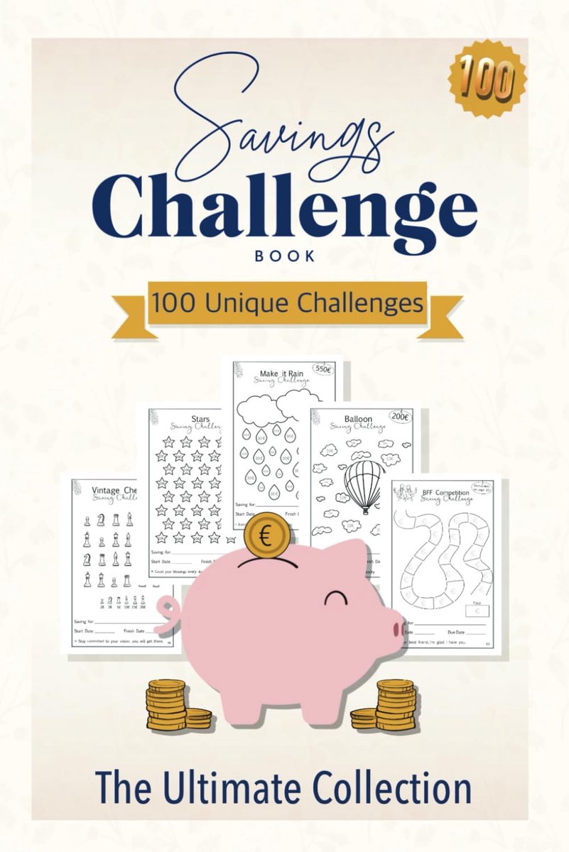 Savings Challenge Book, Savings Challenge Euro Version, Budgeting with Positive Affirmations - ShopVlot