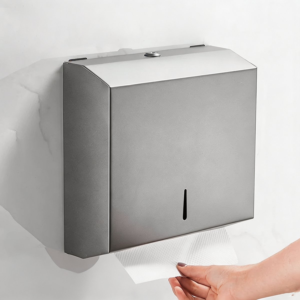 Papieren Handdoekdispenser Met Slot - Handdoekdispenser Van Roestvrij Staal - Wandgemonteerde Tissue Dispenser