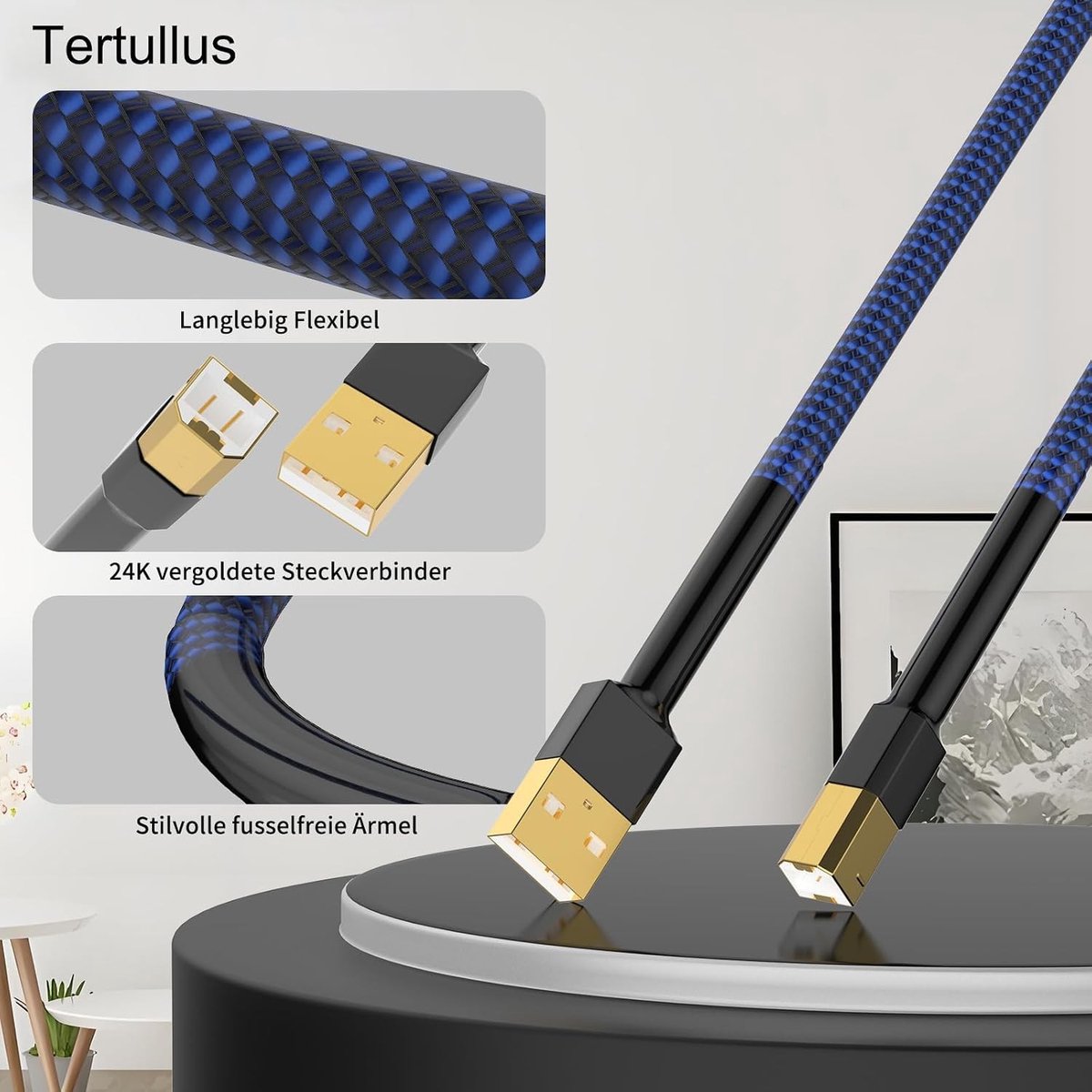 USB A naar USB B Audiokabel voor DAC, Printer en Geluidskaarten - 2 Meter - Hoge Kwaliteit en OTG Compatibel