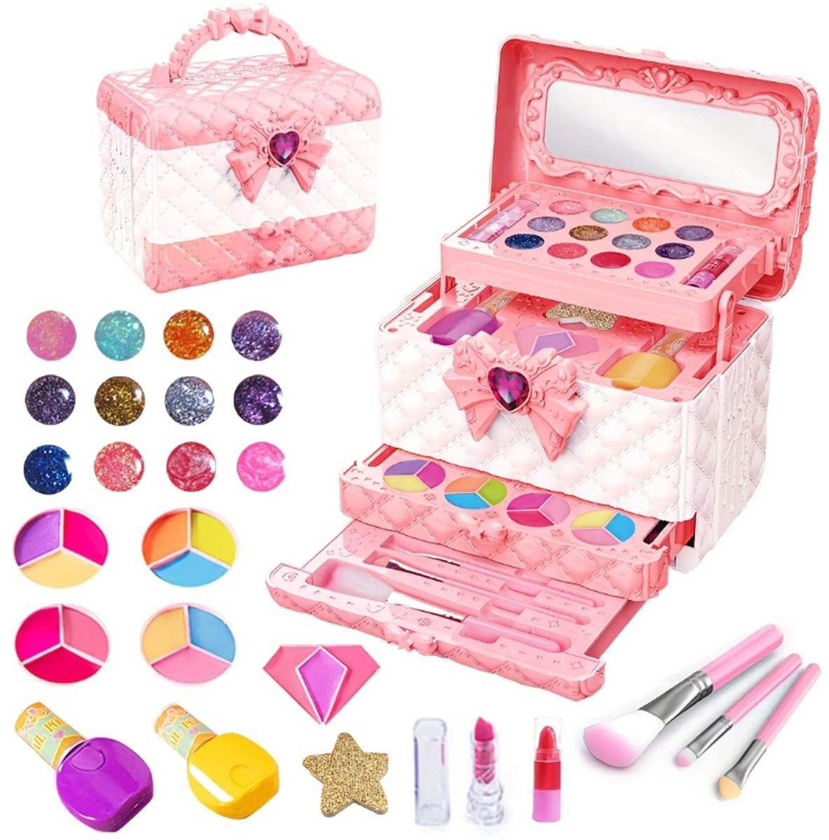 casalora - Kinder speelkoffer - Kinder make up meisje - Veilige en wasbare - Make up set meisjes - Speelgoed - Make-up - Cadeau - Kindercadeaus voor meisjes van 4 tot 10 jaar