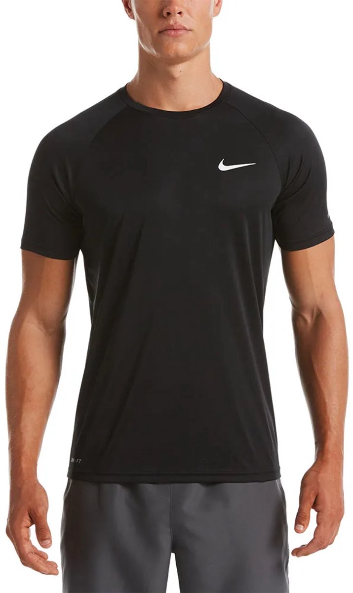 Nike Swim Nike Essential - Short sleeve hydroguard Heren Zwemshirt - Black - Maat XS