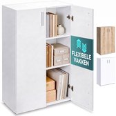 Deuba Armoire de rangement Vela 115,5 x 60 x 31 cm - 3 compartiments avec 2 portes - blanc - armoire