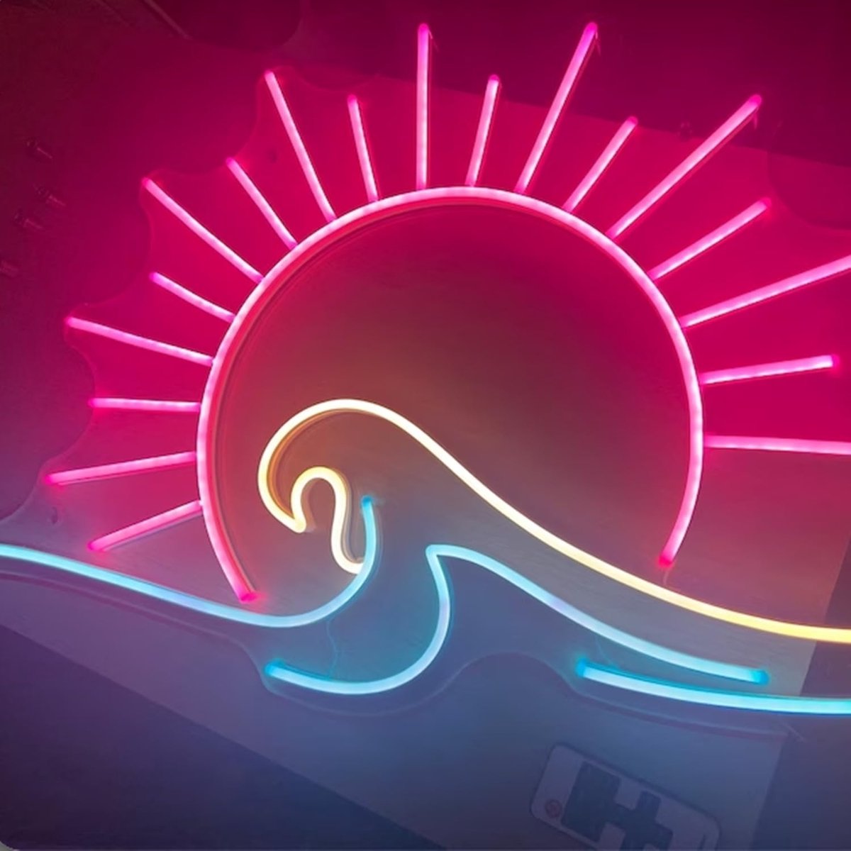 17x10 inch Wave Sunrize Neonbord met dimbare controller, Anime Neonlicht LED Zeegolfborden voor Man Cave Slaapkamer - ShopVlot