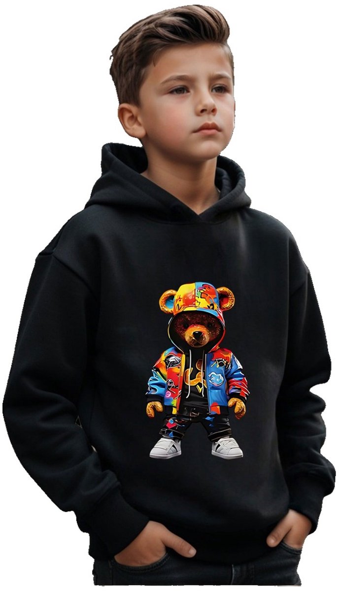 Currero Hoodie Jongens Warme Hoodie Met Capuchon Comfortabele Sweater Casual Trui Pullover Jongenstrui 5-6 Jaar Zwart