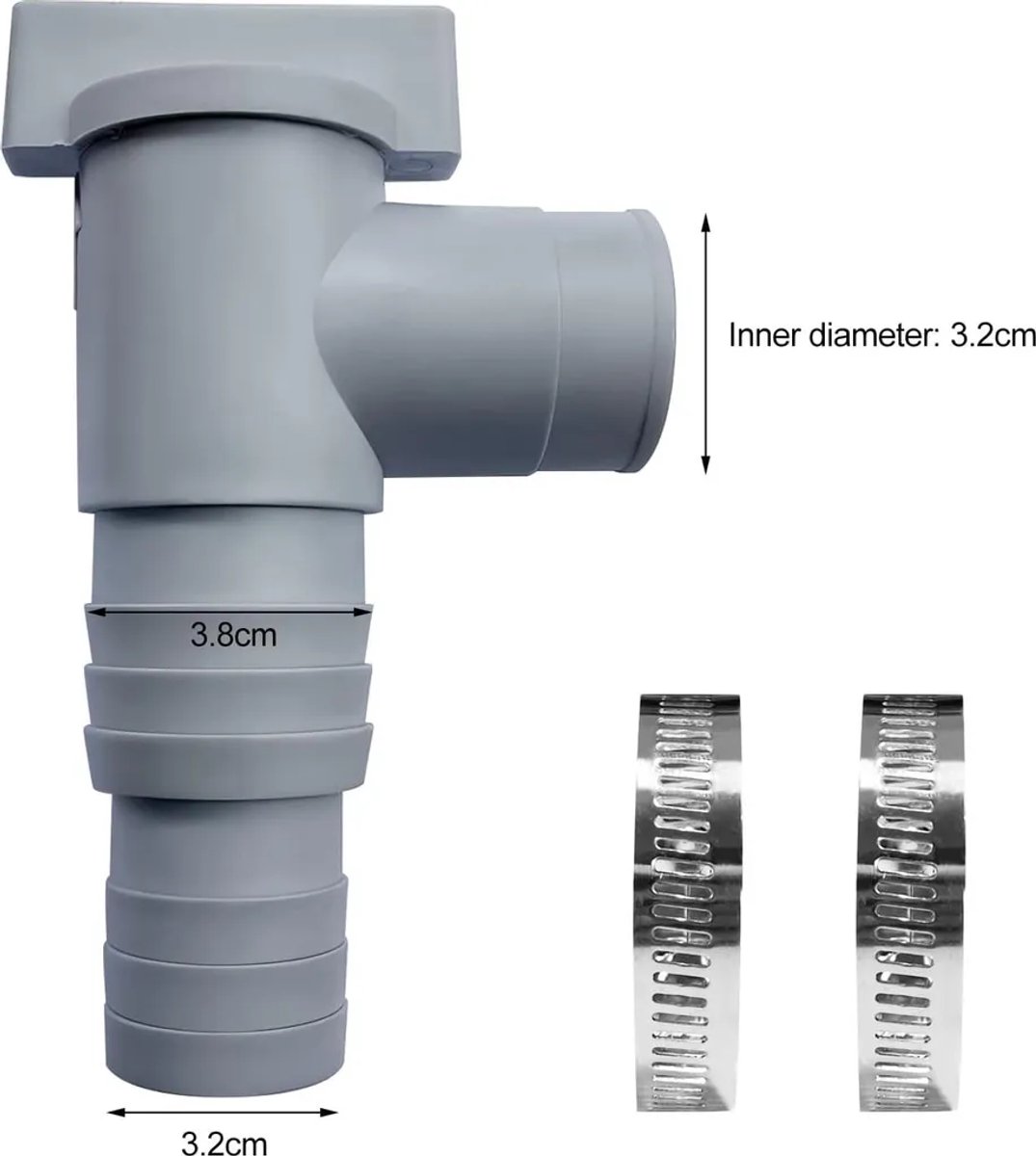 Zwembadonderhouds-/afsluitklep Geschikt voor 32/38 mm slangaansluiting, dubbele split-pool zwembadklep Geschikt voor zuiger, zwembadaccessoires, Geschikt voor bovengrondse zwembaden en zwembadpompen (2 stuks)