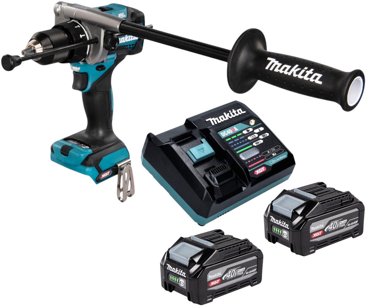 Makita HP 001 GU201 accu-slagboormachine 40 V max. 140 Nm borstelloos + 2x accu 4,0 Ah + oplader