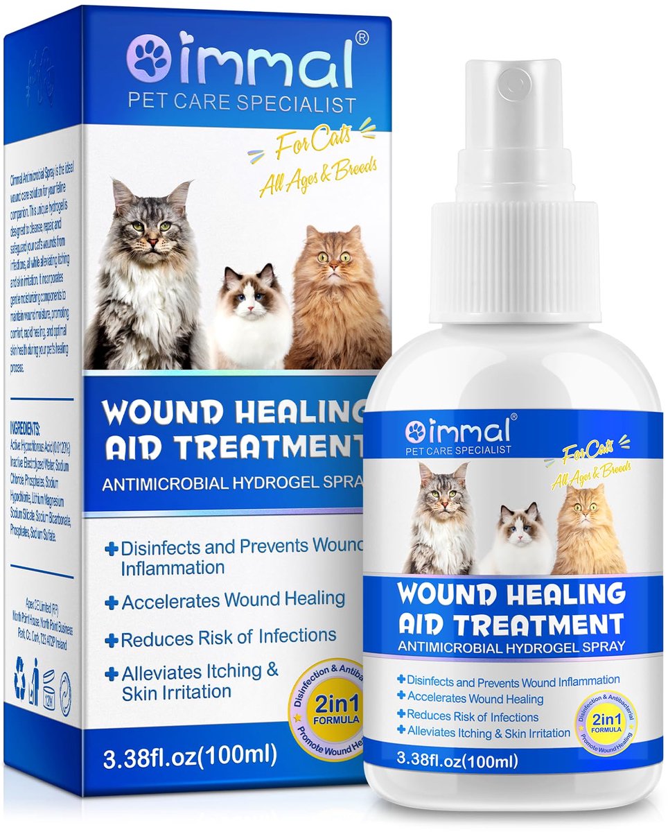 Wondgenezingsspray voor katten, huidverzorging, antimicrobiële spray, vermindert jeuk en huidirritatie, alle - ShopVlot