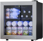 KitchenBrothers Drankkoelkast - 36L - Mini Koelkast - Glazen Deur - Minibar - 60 Blikjes - Zwart