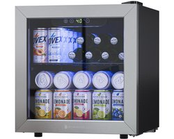 KitchenBrothers Drankkoelkast - 36L - Mini Koelkast - Glazen Deur - Minibar - 60 Blikjes - Zwart