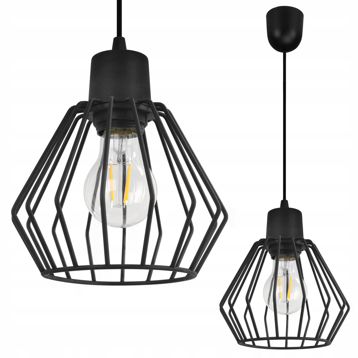 Zwarte hanglamp, loft stijl, voor woonkamer en slaapkamer