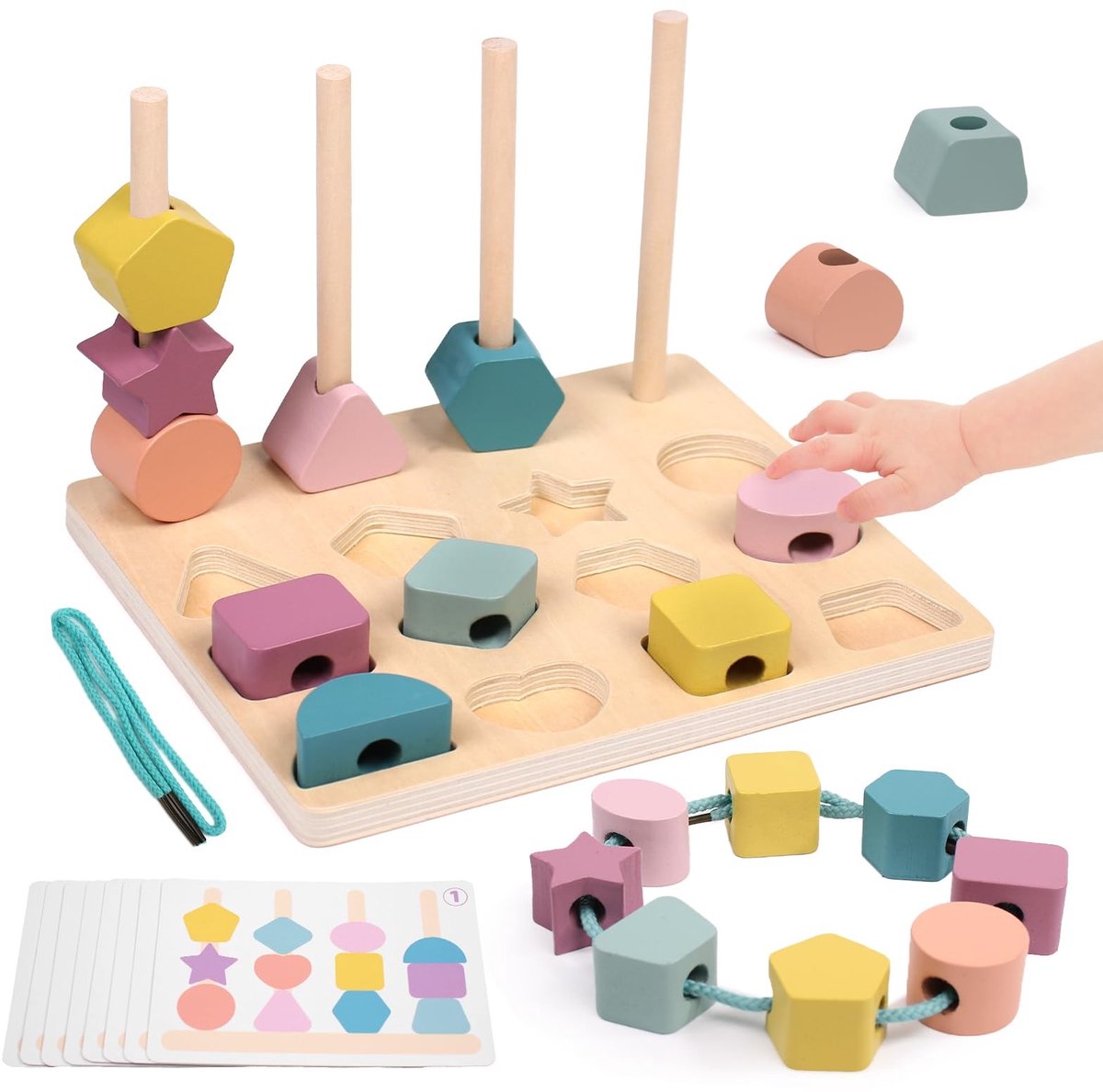 Elzusha - 3-in-1 Montessori Stapel- en Rij speelgoed voor Kinderen