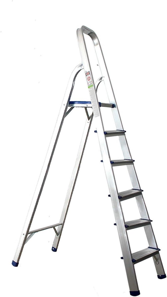 Huishoudladder 6 treden - Vouwladder staande ladder - Klusjes in huis - Stabiel en corrosiebestendig - Max 125 kg - Metaal