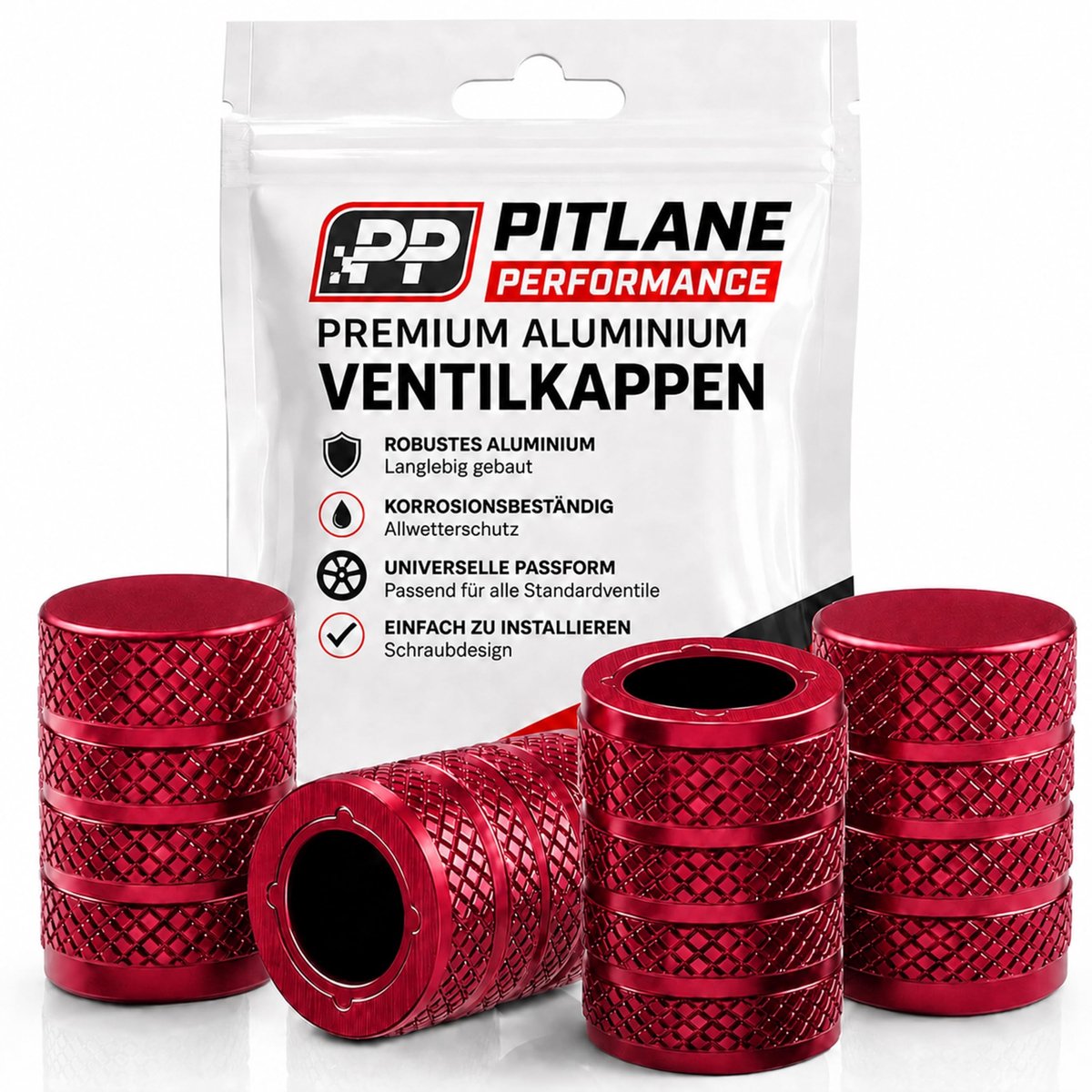 Elzusha - Set van 4 Aluminium Ventieldoppen voor Auto en Fiets - Rood