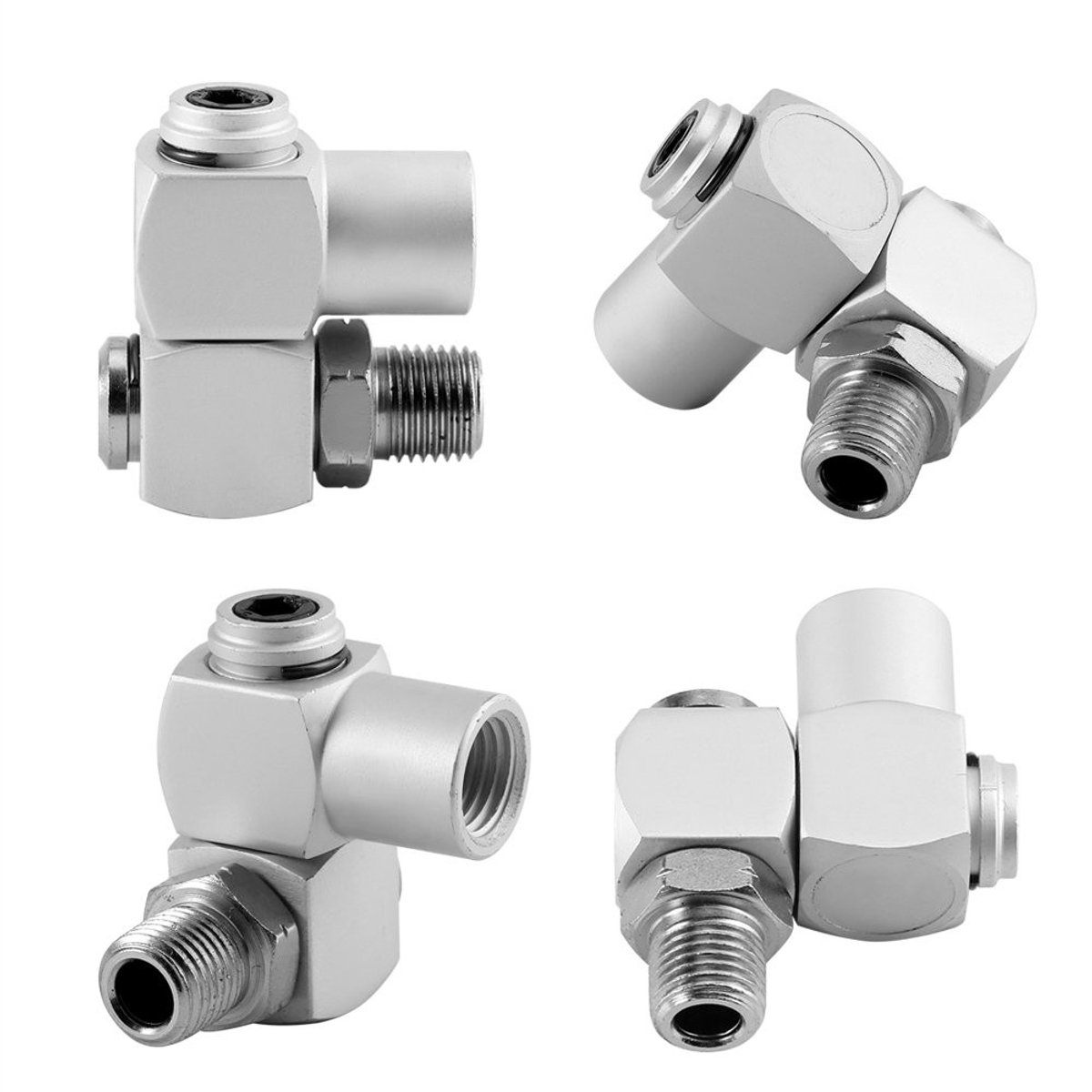 Elzusha - Lucht Slangkoppeling - 360° Rotating - 4 Stuks Universele Adapter - Voor Compressor - Flexibiliteit en Comfort - Ideaal voor Tuin en Gara...