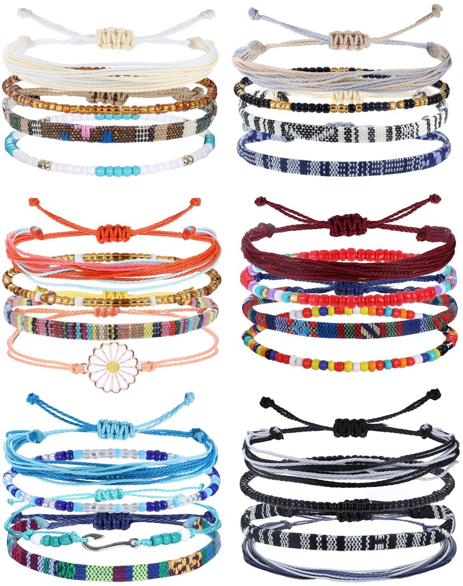 Elzusha - 24 Stuks Boho String Armbanden voor Dames - Vriendschapsarmbanden