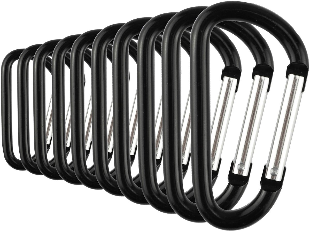 Temlum Aluminium karabijnhaken 3,8/4,8/5,8/6/7 cm clip, D-vorm karabijnset, karabijnhaak met kliksluiting voor - ShopVlot