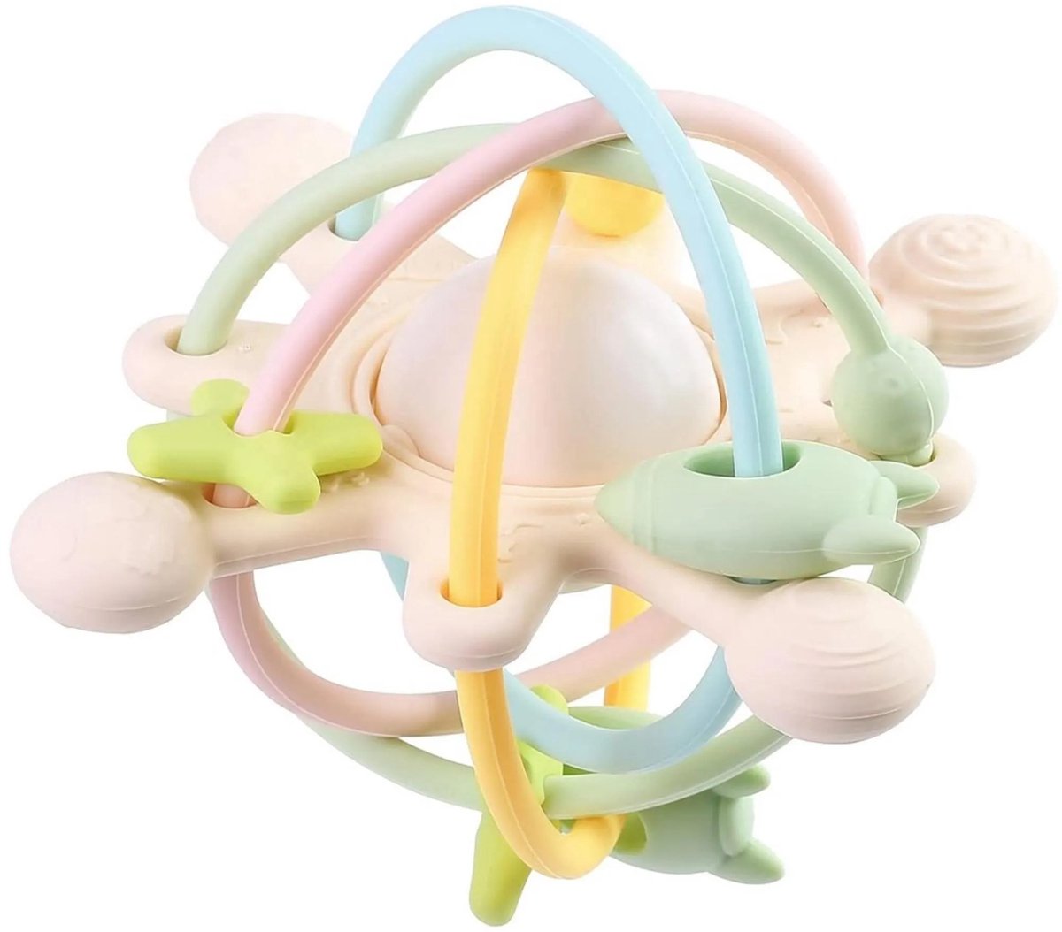 casalora - Montessori Sensorisch Speelgoed - Rammelende sensorische bijtspeeltjes - Educatief speelgoed - Kinderspeelgoed Onderweg - Verlicht de pijn in het tandvlees van de baby - Geschikt voor baby's Vanaf 3 maanden - Melkwit