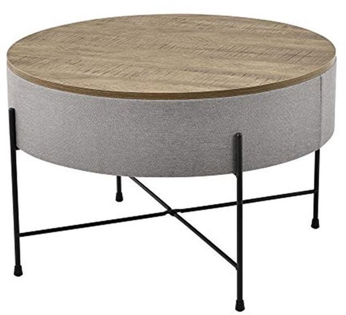 Salontafel met Opbergruimte - Koffietafel Hoektafel - Woonkamer Organisatie - Ronde Houtlook Blad - 40x60 cm - Grijs en Zwart