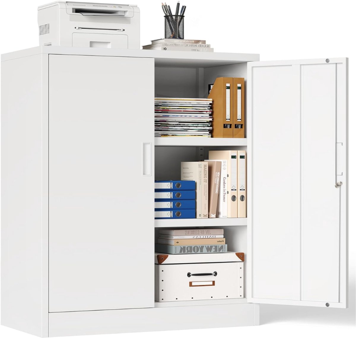 ZRNS® Metalen Kast - Opbergkast - Stalen Kast - Kantoorkast - Archiefkast - Wit