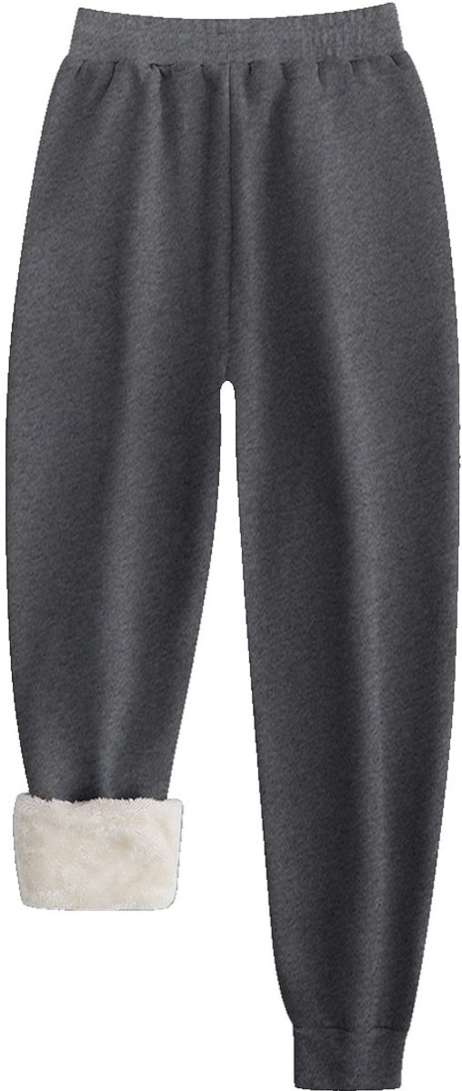 Currero Warme Broek Dames Thermo Fleece Winterbroek Joggingbroek Sweatpants Donkergrijs
