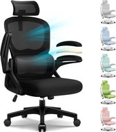 Fukstern Bureaustoel, Ergonomische Bureaustoel met Verstelbare Lendensteun en 2D Hoofdsteun – Bureaustoelen voor Volwassenen – Office Chair 135° Kantelbare Rugleuning – Belastbaar tot 150 kg – Verstelbare Armleuningen – Ademend Mesh – Zwart