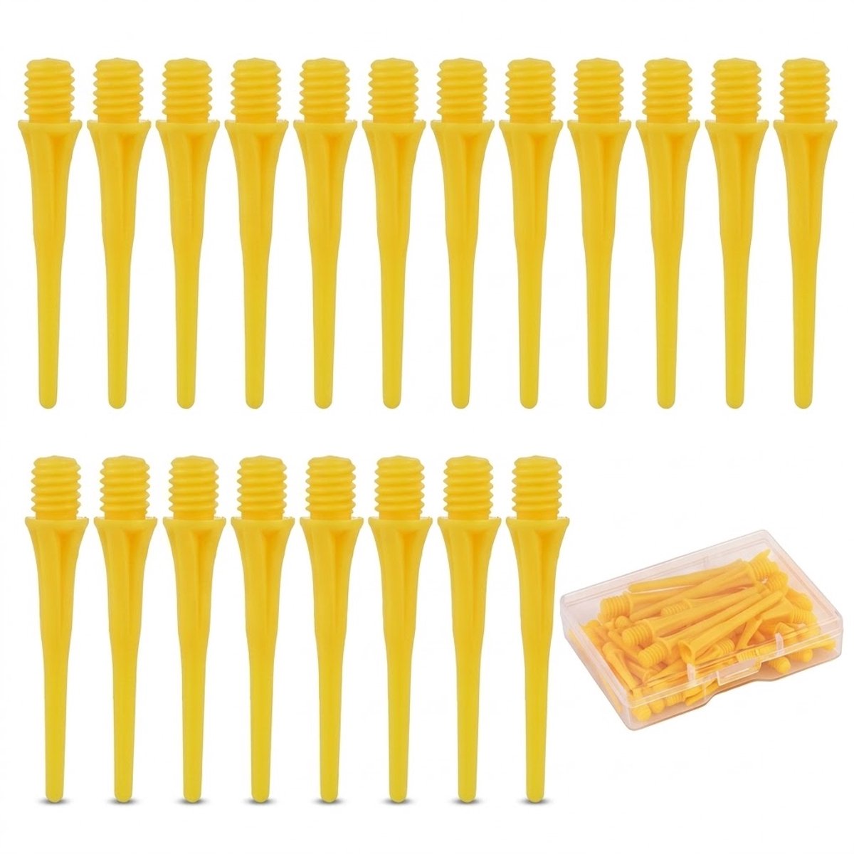 Geel dartpunten dartpijlen 60 stuks soft tip 2BA schroefdraad kunststof dart accessoires met opbergdoos