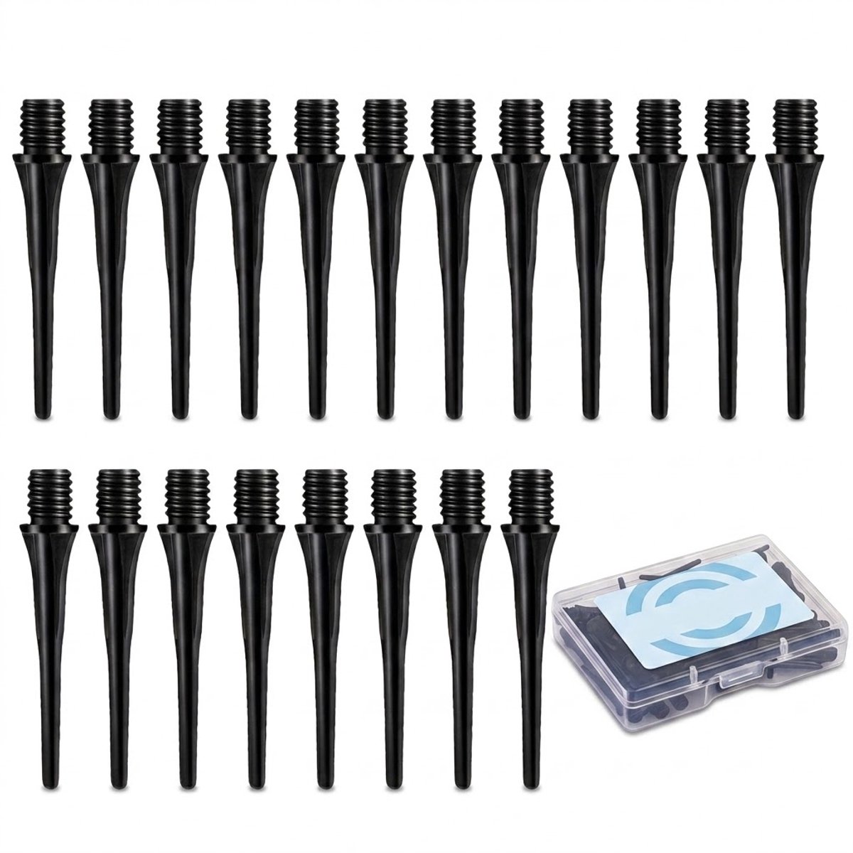 Zwart dartpunten dartpijlen 60 stuks soft tip 2BA schroefdraad kunststof dart accessoires met opbergdoos
