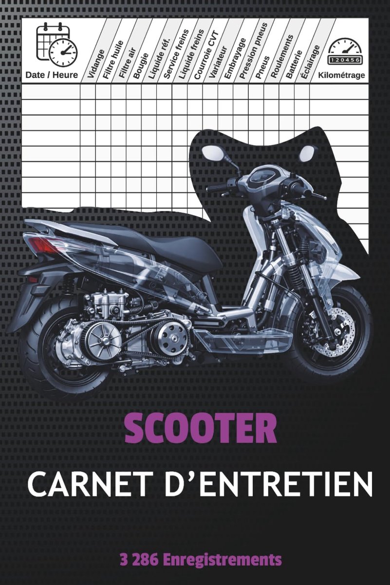 Carnet d’Entretien Scooter: Suivi d’Entretien, Réparations et Kilométrage pour Scooters et Maxi-Scooters - ShopVlot
