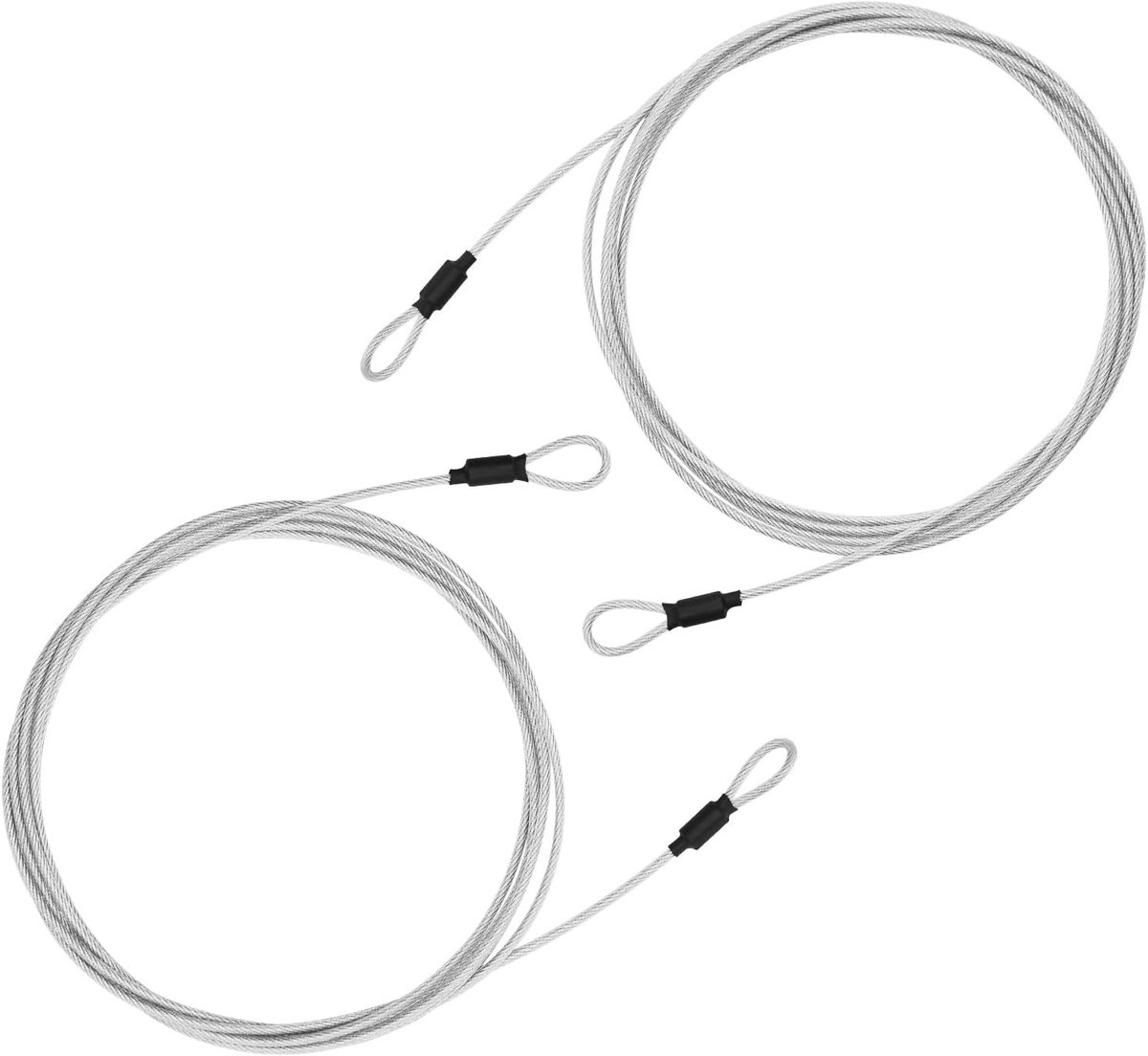 2 Stuks Stalen Kabel met Oogjes, 3 m Lange Fietsslot Kabel, Beveiliging voor Fiets, Motor en Tuinmeubelen