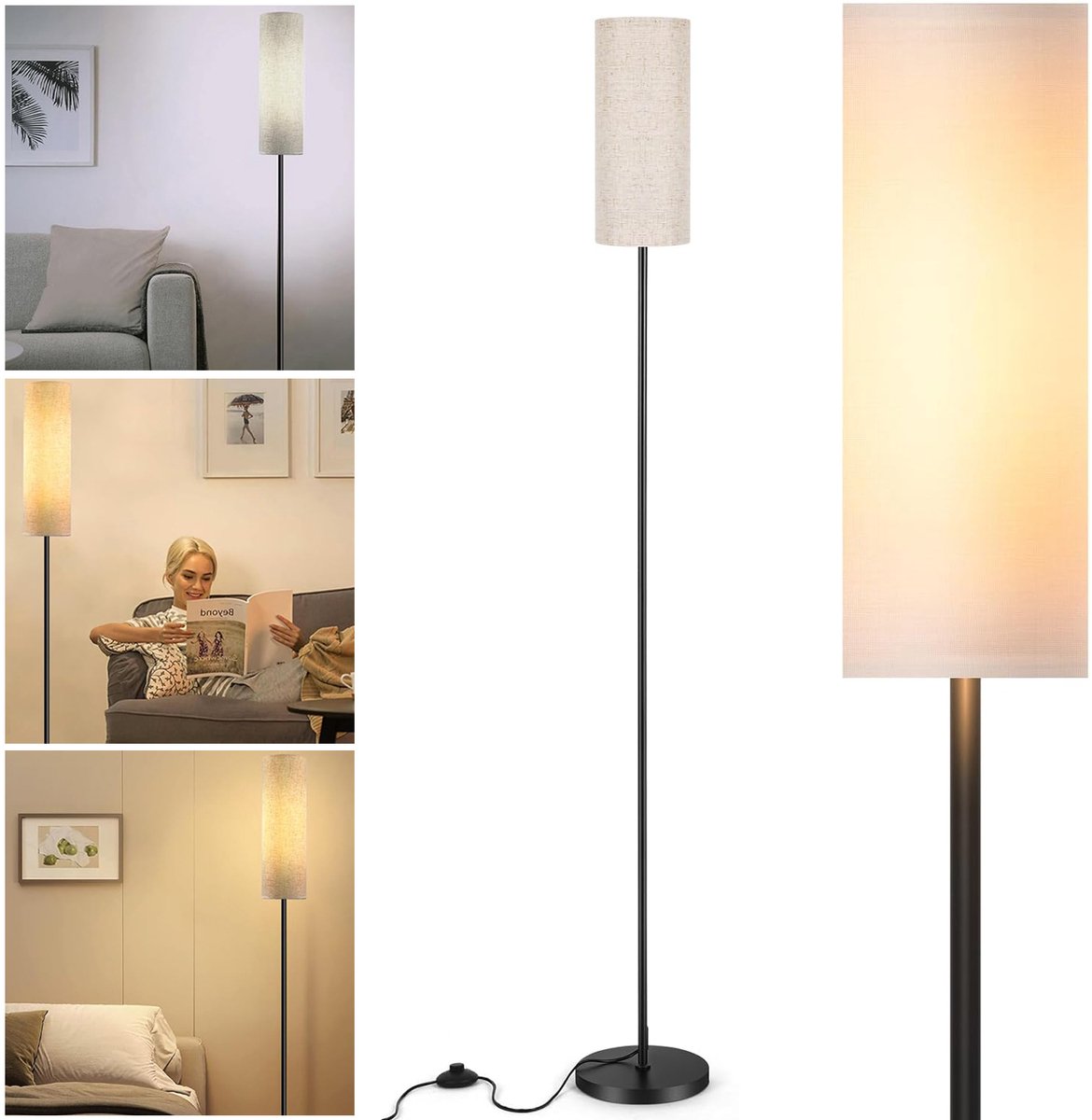 Vloerlamp Voor De Woonkamer - Moderne Staande Lamp Met Lampenkap - Hoge Lamp - Leeslampje - Met 3 Kleurtemperaturen