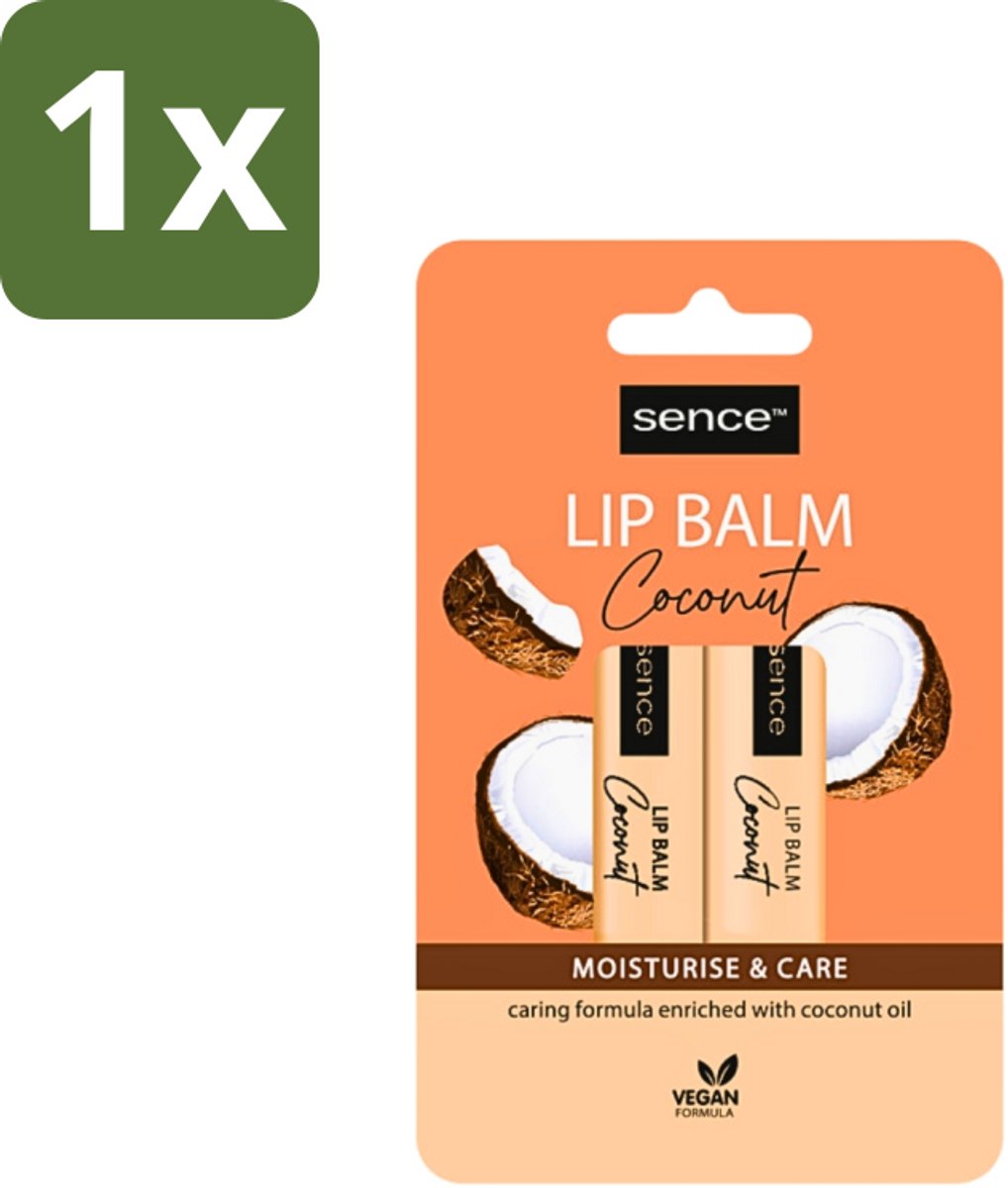 1 x Sence - Moisturise & Care - Lippenbalsem Duo - Verzorgend - 2 x 4,3 g - Lippenbalsem - Kokos - Lippenverzorging - Hydraatatie - Droge Lippen