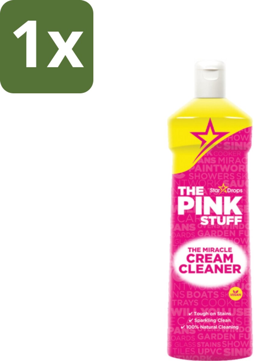 1 x The Pink Stuff - Miracle Cream Cleaner - Allesreiniger - Voor Keuken & Badkamer - 500ml - Allesreiniger - Keuken Reiniger - Badkamer Reiniger - Fornuis Reiniger - Wastafel Reiniger
