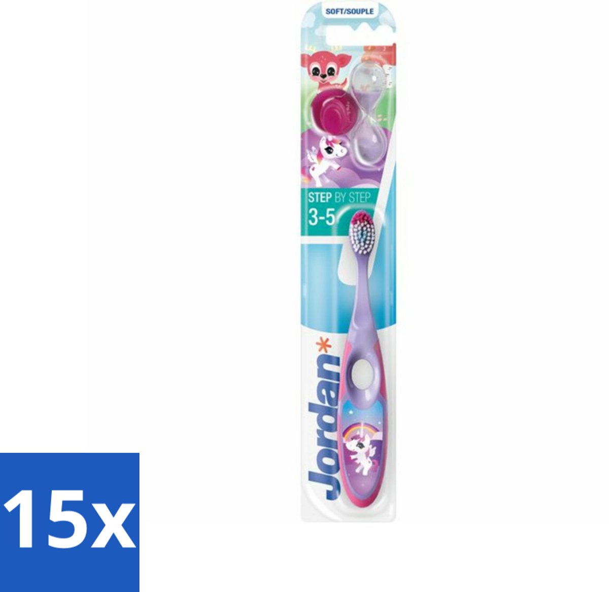 15 x Jordan Tandenborstel Step 2 (3-5 jaar) - Tandenborstel Kinderen 3-5 Jaar - Tandenborstel Melkgebit - Tandenborstel Voor Kinderen - Tandenborstel Zachte Haren - Tandenborstel Voor Melktanden