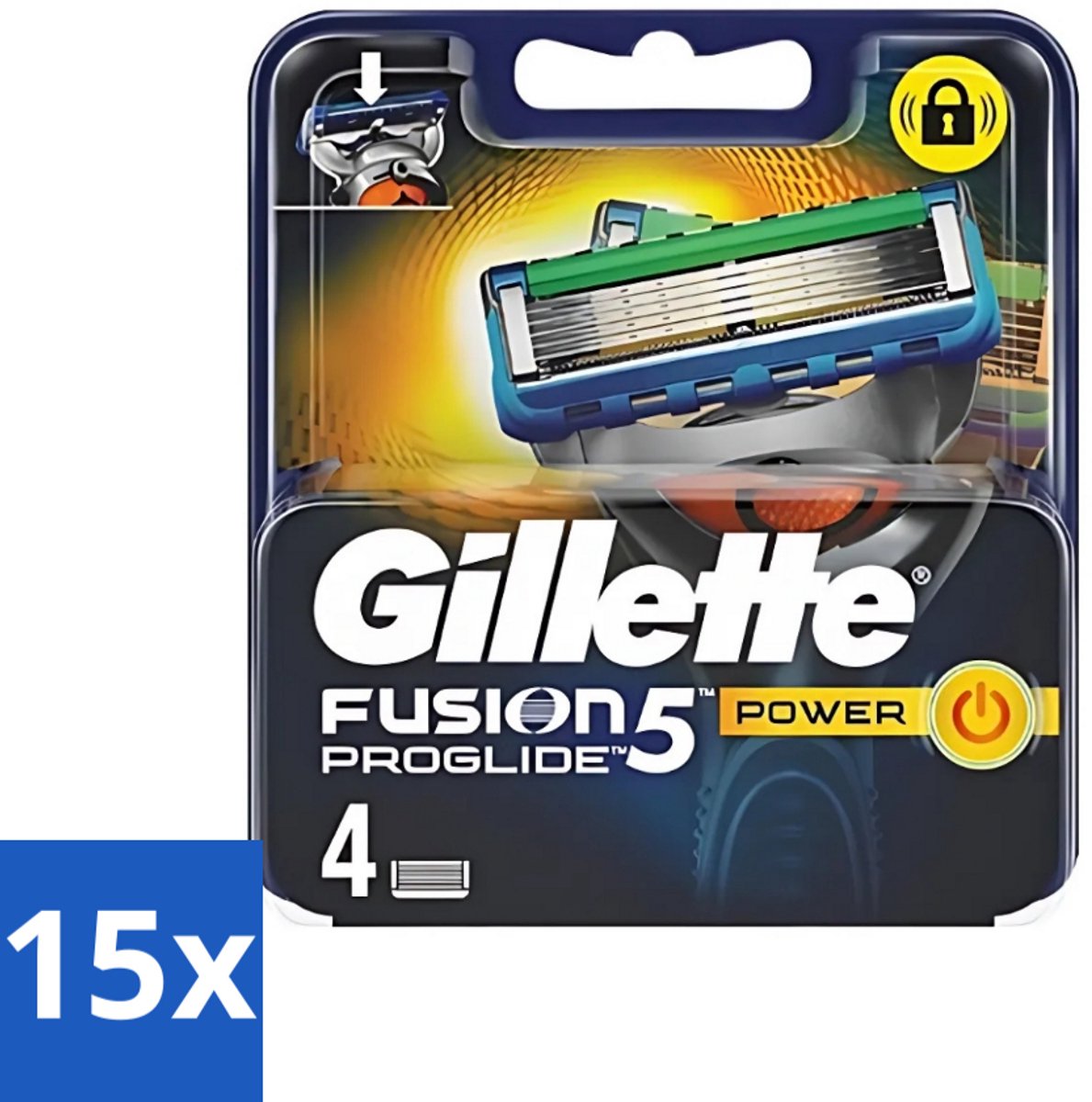 15 x Gillette - Fusion 5 ProGlide Power - Precisie en comfort - 4 Navulscheermesjes - Scheermesjes - Navulscheermesjes - Microcomb - Scherpe Mesjes - Comfortabel Scheren