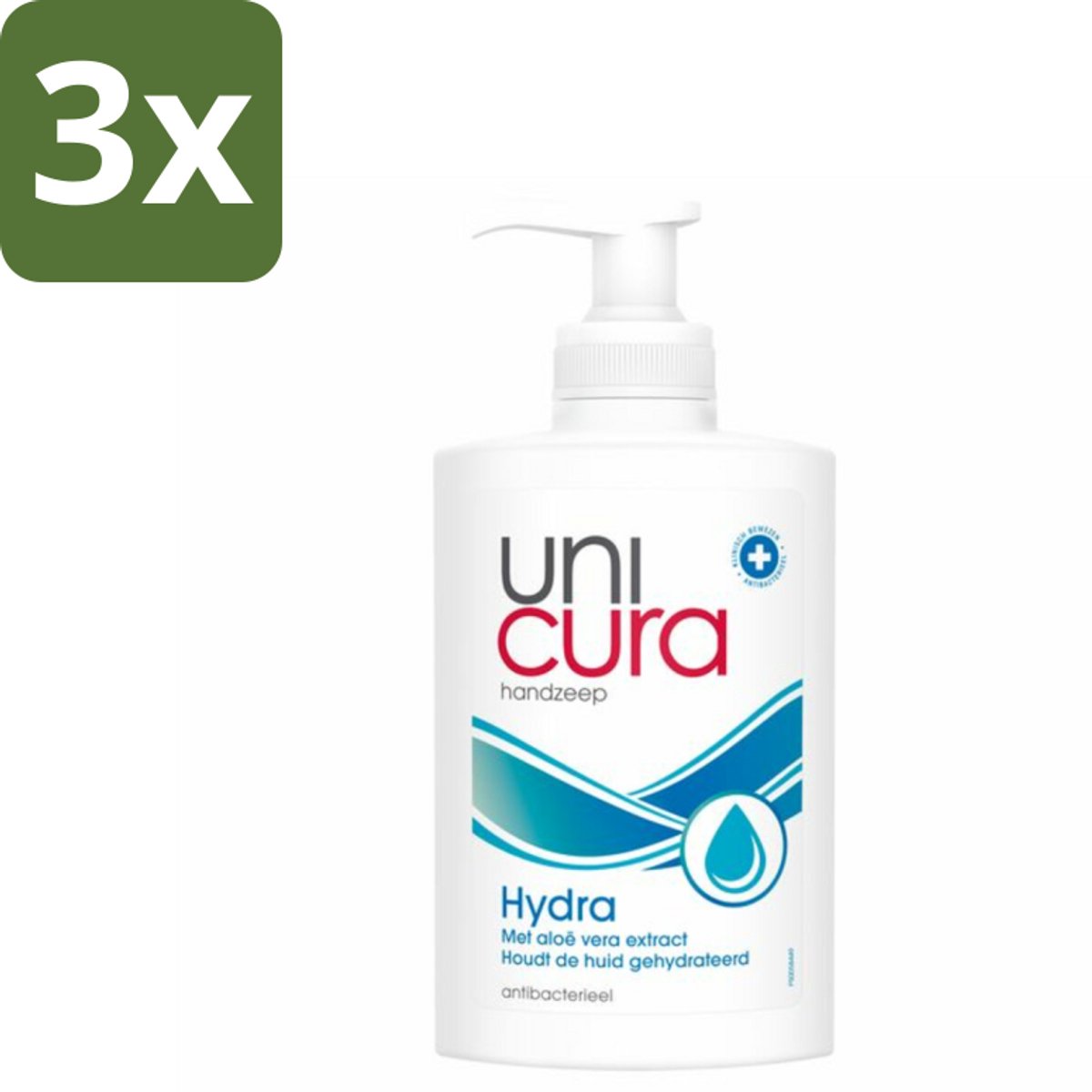 3 x Unicura Vloeibare Handzeep Hydra 250 ml - Handzeep - Hydra - Antibacterie - Hydratatie - Natuurlijke Handzeep